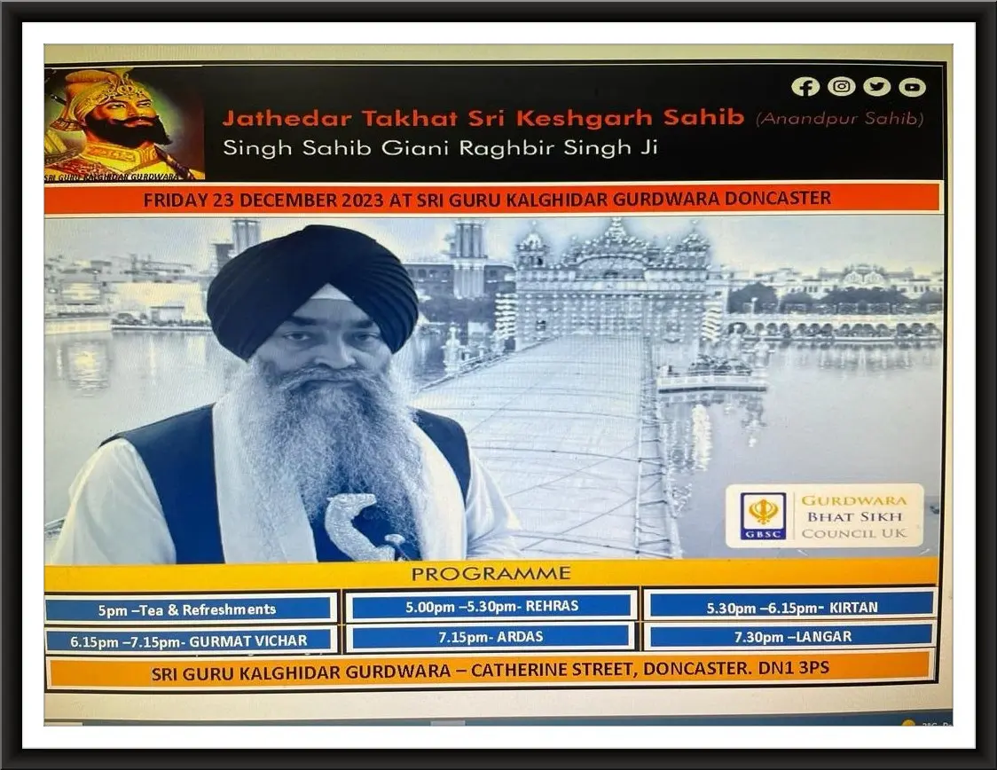 2023 Dec Visit by Singh Sahib Giani Raghbir Singh Ji