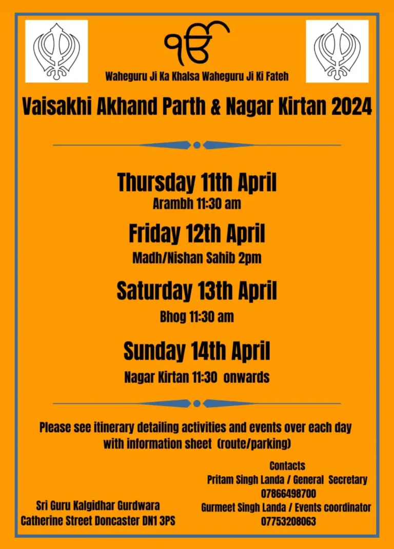 Vaisakhi april 2024 Doncaster Gurdwara